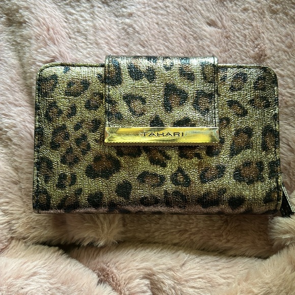 Tahari Handbags - Tahari Metallic Leopard Print Wallet